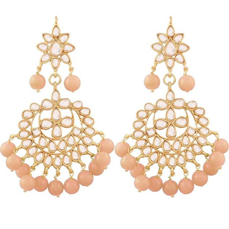 Etnico Traditional Gold Plated Kundan & Pearl Earrings for Women (E7058Pe)