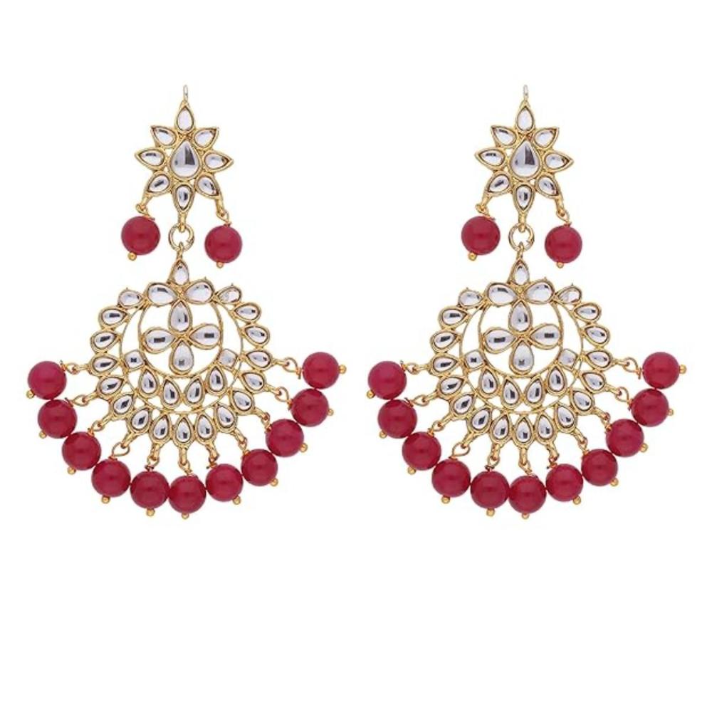 Etnico Traditional Gold Plated Kundan & Pearl Earrings for Women (E7058R)