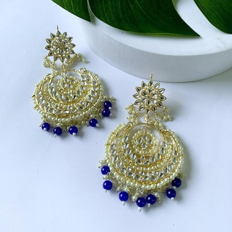 Etnico Gold Plated Traditional Handcrafted Beaded Big Chandbali Earrings For Women/Girls (E7077Bl)