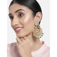 Etnico Green Gold Plated Alloy Traditional Handcrafted Beaded Big Chandbali Earrings for Women/Girls