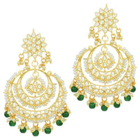 Etnico Green Gold Plated Alloy Traditional Handcrafted Beaded Big Chandbali Earrings for Women/Girls