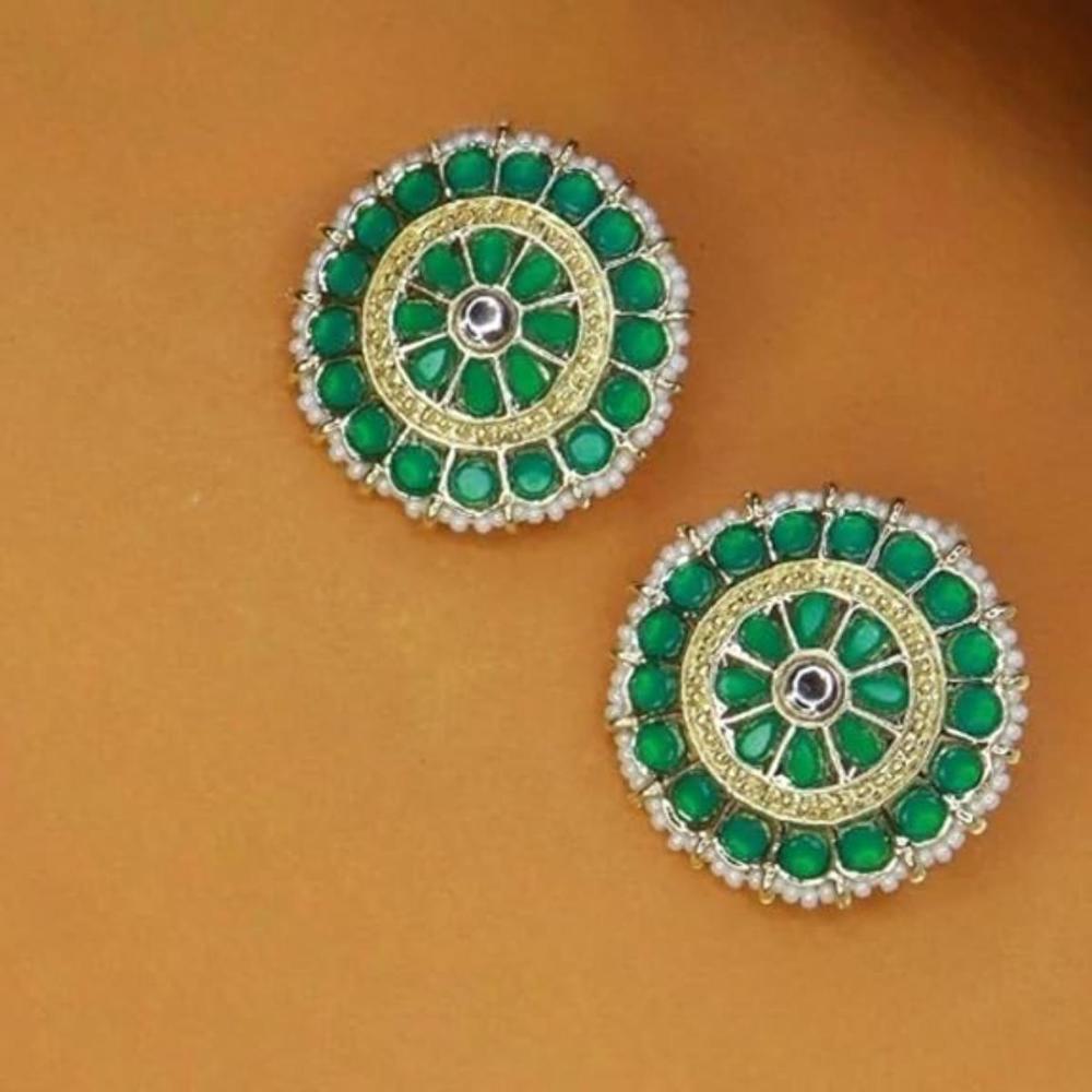 Etnico Gold Plated Traditional Kundan & Pearl Studded Earrings For Women/Girls (E7210G)