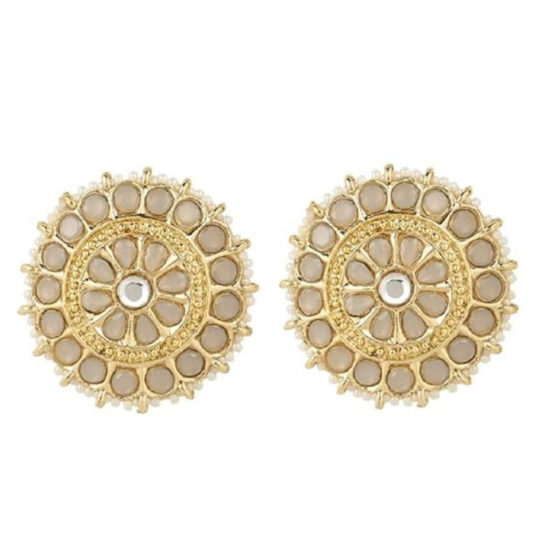 Etnico Gold Plated Traditional Kundan & Pearl Studded Earrings For Women/Girls (E7210Gr)