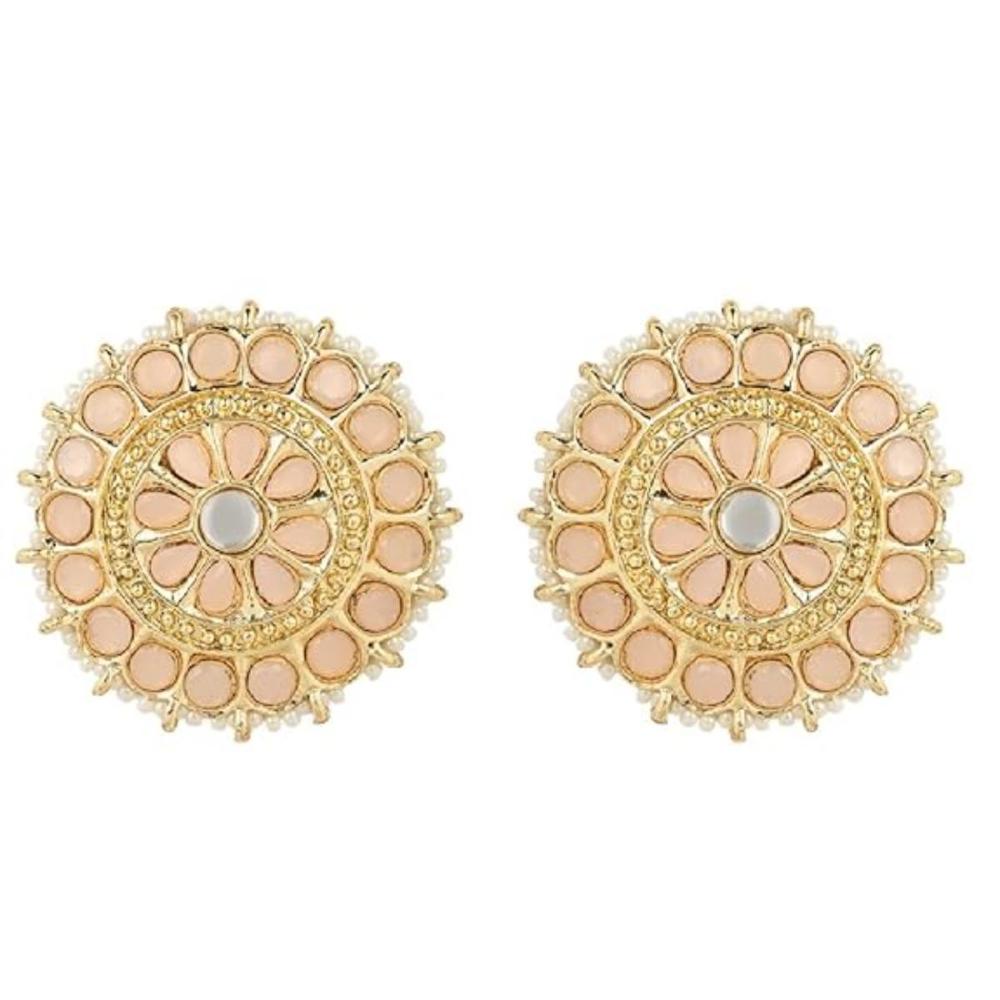 Etnico Gold Plated Traditional Kundan & Pearl Studded Earrings For Women/Girls (E7210Pe)