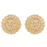 Etnico Gold Plated Traditional Kundan & Pearl Studded Earrings For Women/Girls (E7210Pe)