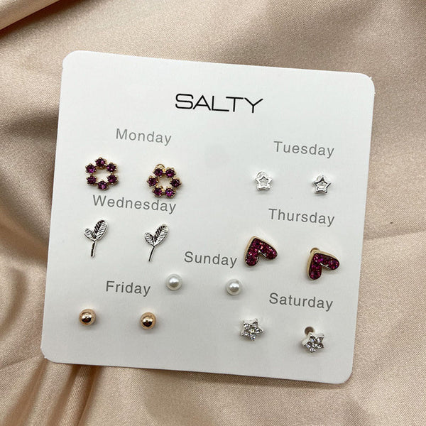 Salty Summer Weekly 7 Stud Earrings Set - Stud Earrings