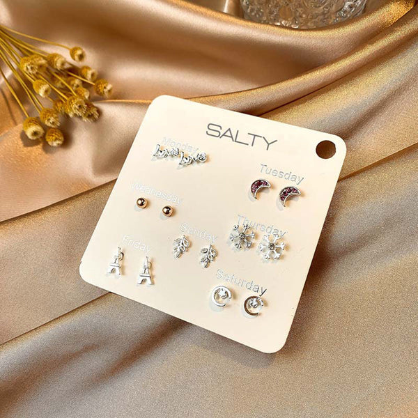 Salty Paris Weekly 7 Stud Earrings Set - Stud Earrings
