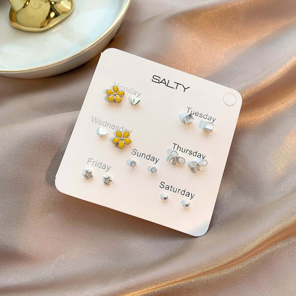 Salty Daisy Weekly 7 Stud Earrings Set - Stud Earrings