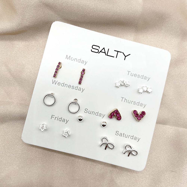 Salty Glam  Weekly 7 Stud Earrings Set - Stud Earrings