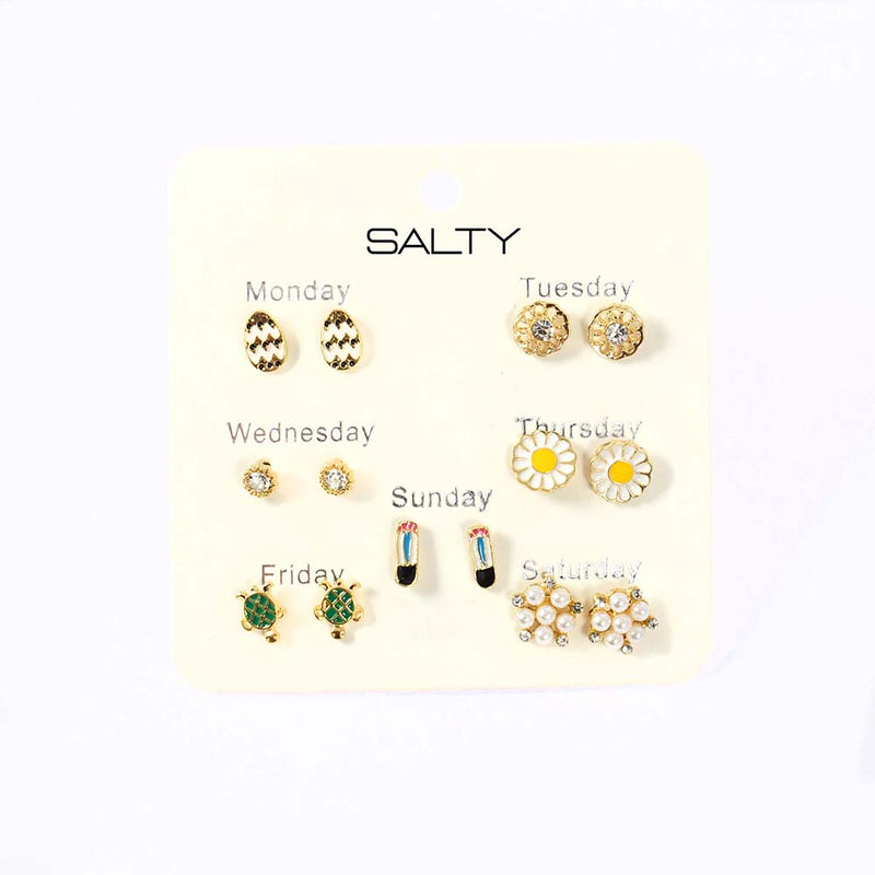 Salty Nature Weekly 7 Stud Earrings Set - Stud Earrings