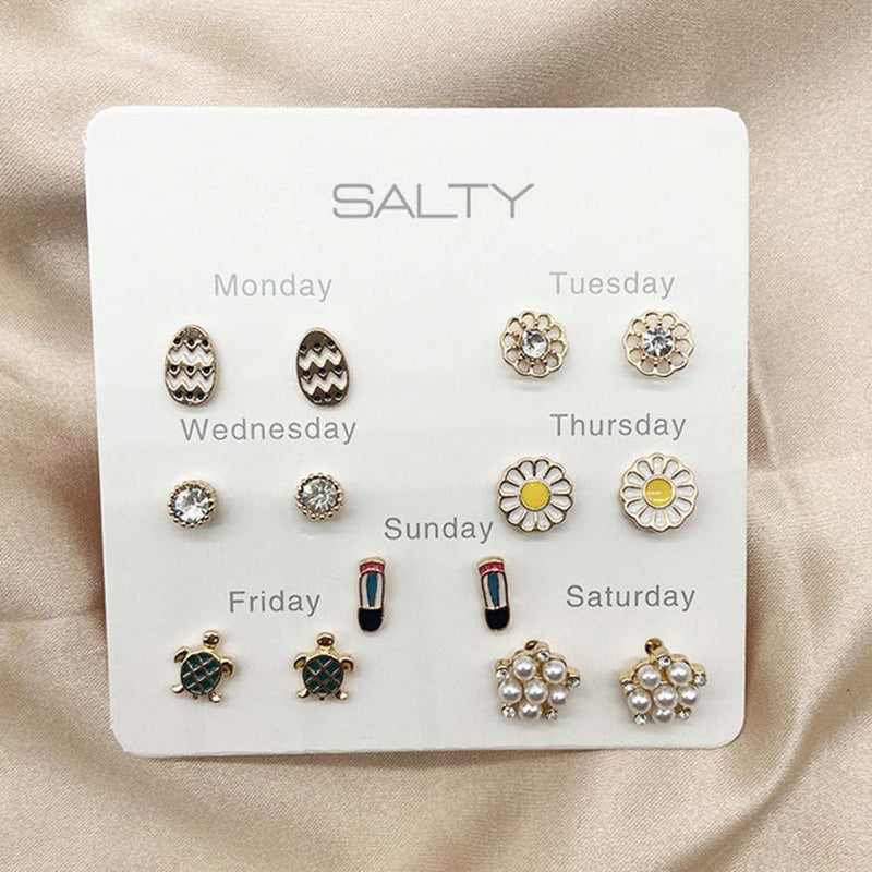 Salty Nature Weekly 7 Stud Earrings Set - Stud Earrings