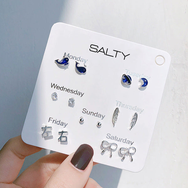 Salty Dream Weekly 7 Stud Earrings Set - Stud Earrings