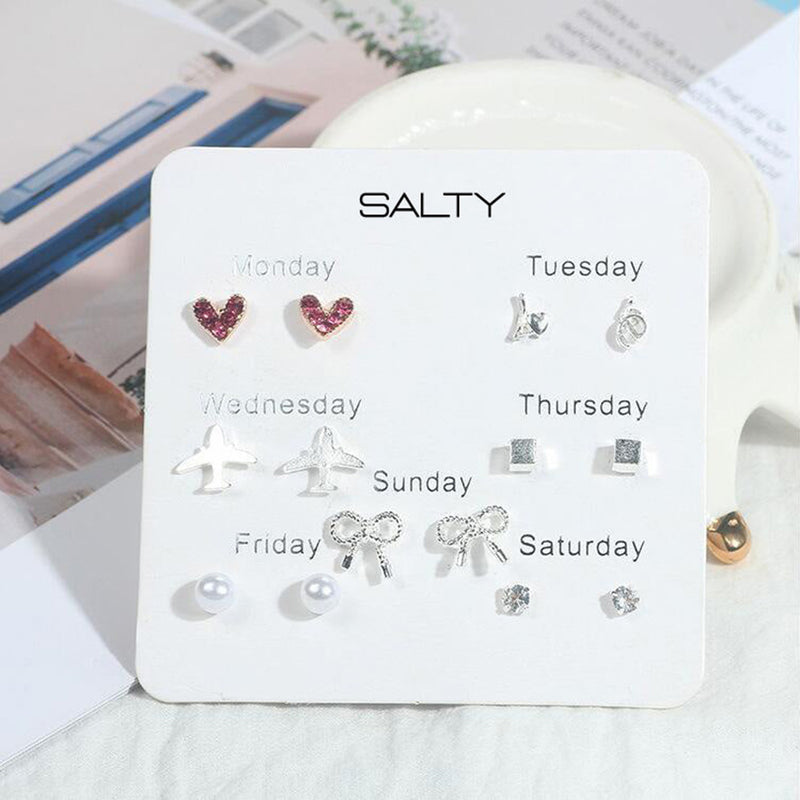 Salty Travel Weekly 7 Stud Earrings Set - Stud Earrings