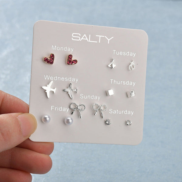 Salty Travel Weekly 7 Stud Earrings Set - Stud Earrings