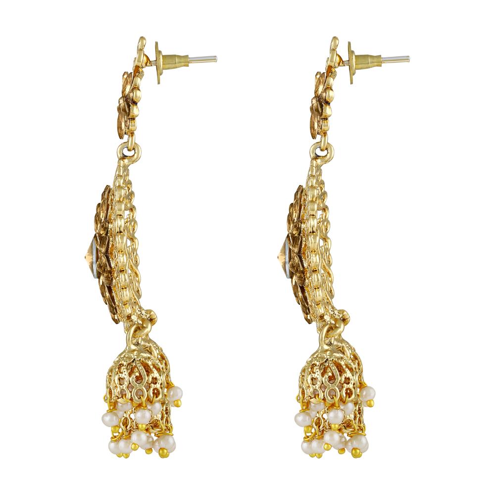 Asmitta Gold Plated Earrings With Mangtikka