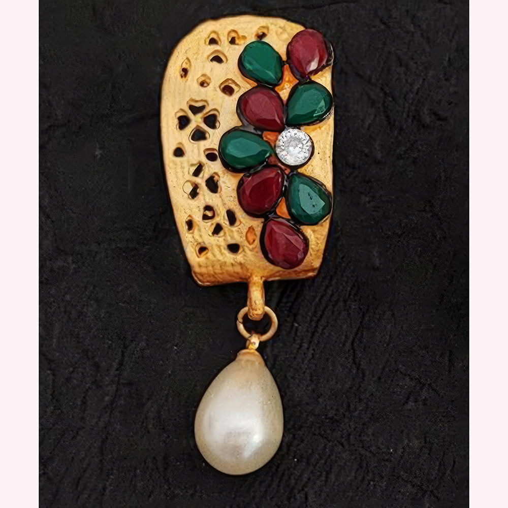 JS Fashion Royal Crystal Stone And Beads Dangler Earrings