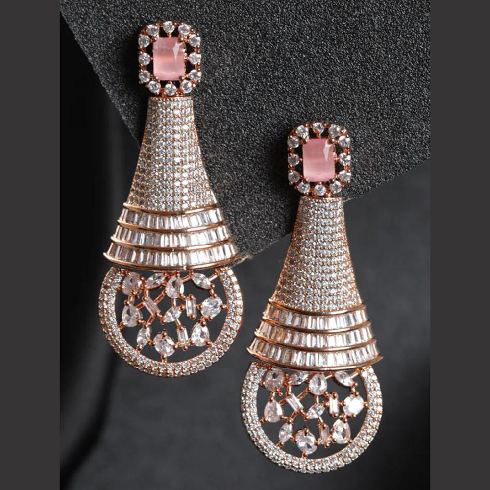 Sian Rose Gold Plated American Diamond Dangler Earrings