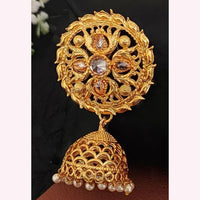 Js Fashion Royal Pota Stone And Pearl Jhumki Earrings for Women