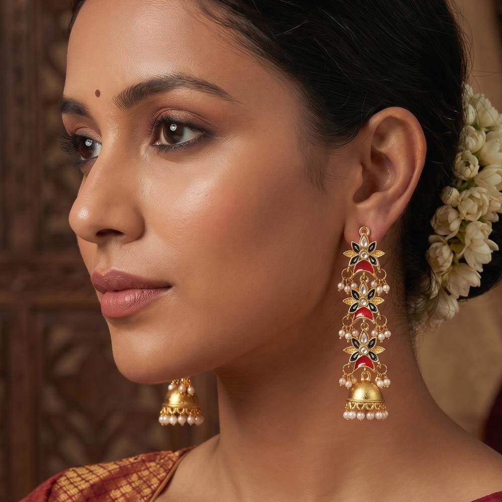 Js Fashion  Antique Jewellery Beautiful Design High Gold Polish Party wear Jhumka Earrings