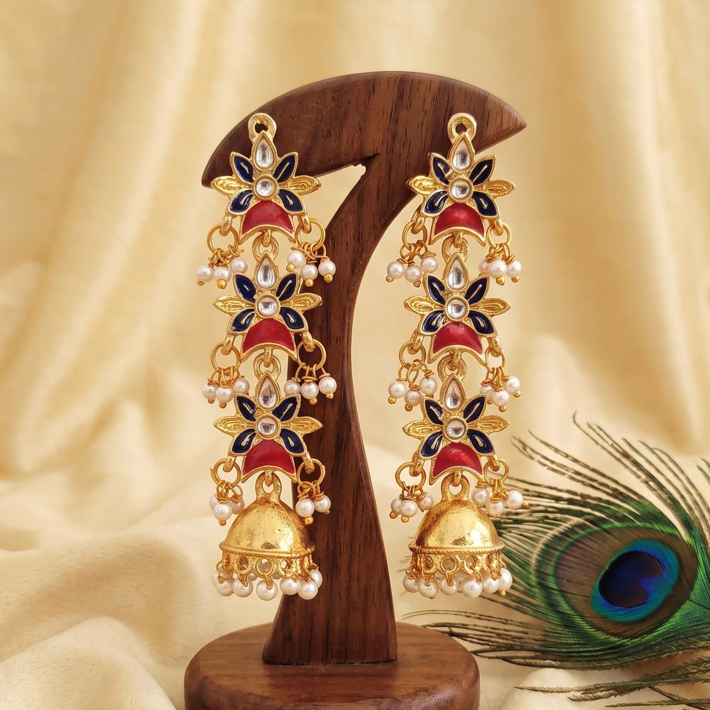 Js Fashion  Antique Jewellery Beautiful Design High Gold Polish Party wear Jhumka Earrings