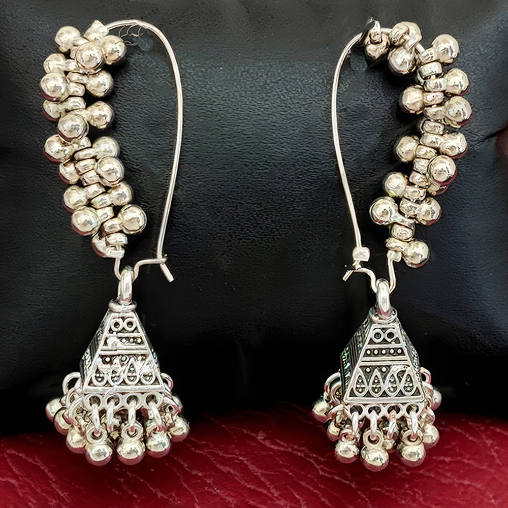 Js Fashion Heritage Oxidised Plated Pearl Jhumki Earrings