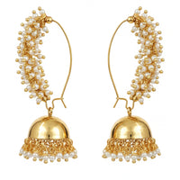 Js Fashion Royal Pota Stone And Pearl Jhumki Earrings for Women