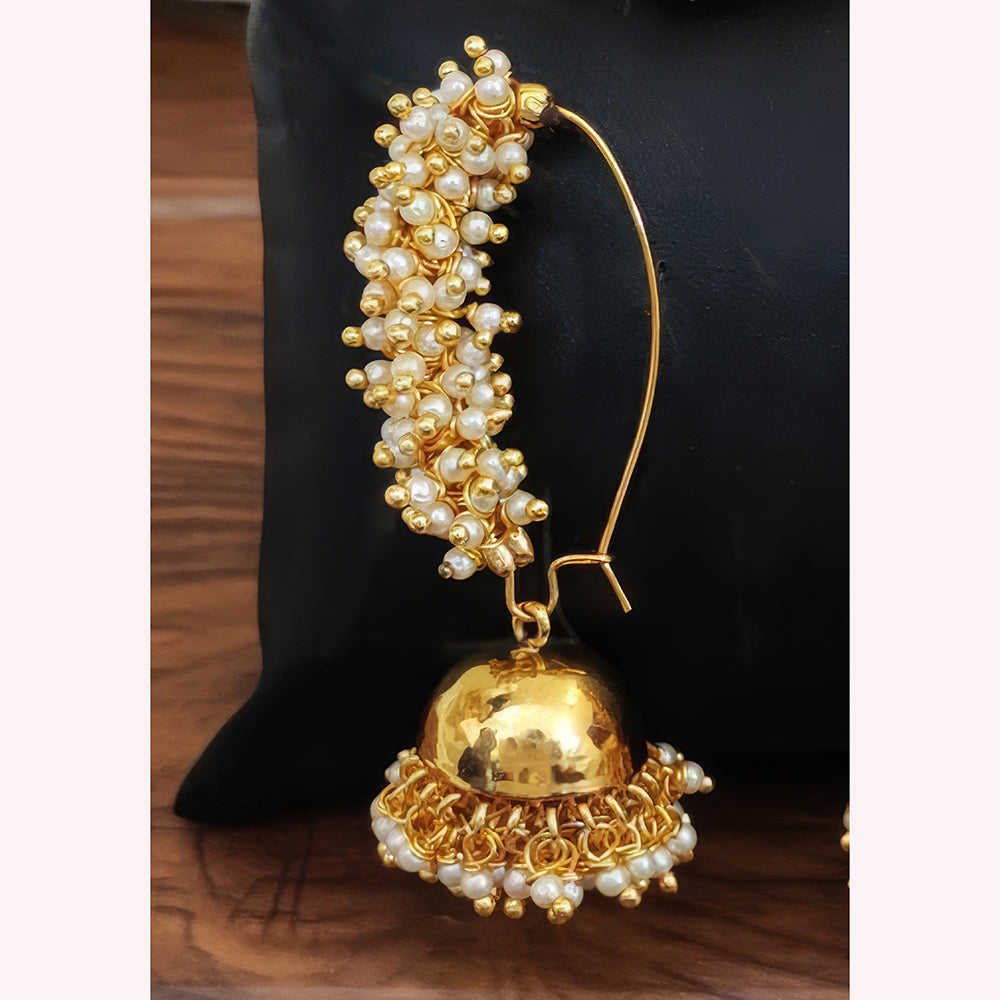 Js Fashion Royal Pota Stone And Pearl Jhumki Earrings for Women