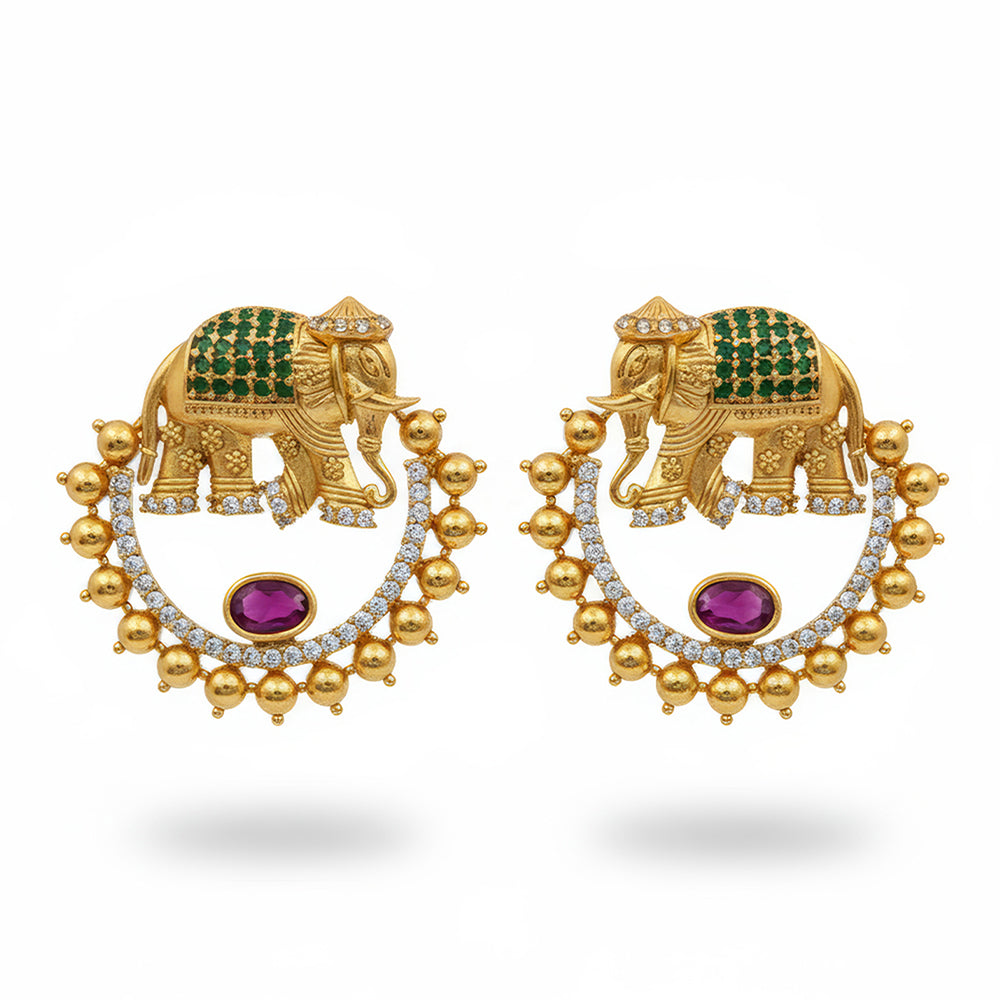 Js Fashion Royal Austrian Stone Elephant Studs Earrings