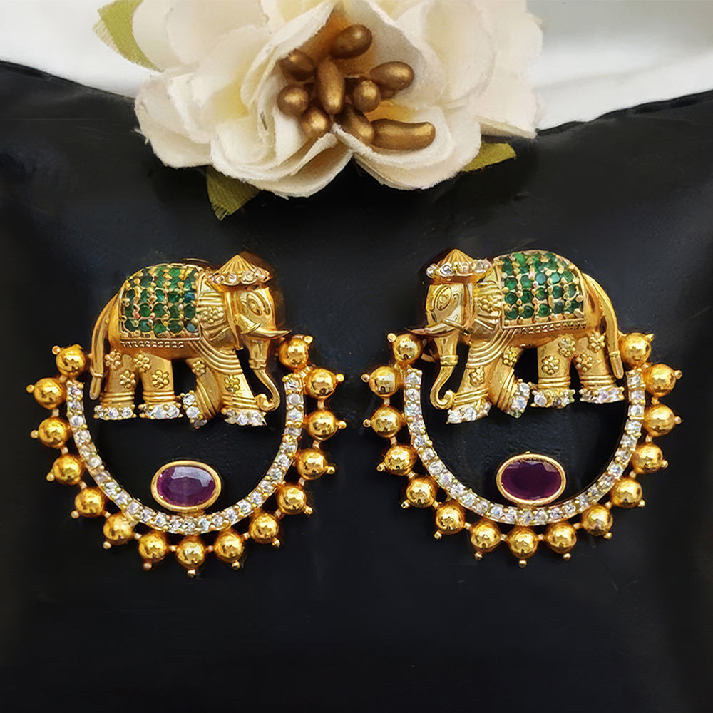 Js Fashion Royal Austrian Stone Elephant Studs Earrings