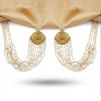 Js Fashion Glamorous Austrian Stone And Pearl Earrings With Kaan Chain