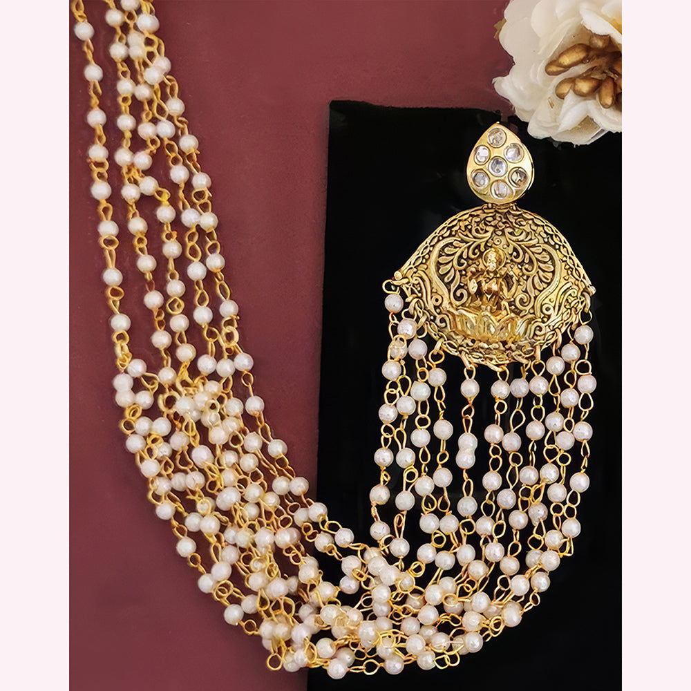 Js Fashion Glamorous Austrian Stone And Pearl Earrings With Kaan Chain