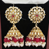 Js Fashion Royal Kundan Stone Pearl And Beads Jhumki Earrings for Women