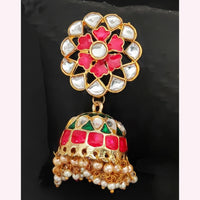 Js Fashion Royal Kundan Stone Pearl And Meenakari Jhumki Earrings for Women