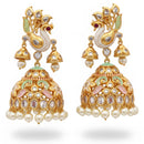 Js Fashion Royal Austrian Stone Pearl And Meenakari Jhumki Earrings for Women