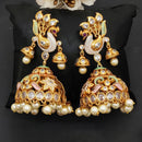 Js Fashion Royal Austrian Stone Pearl And Meenakari Jhumki Earrings for Women