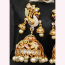 Js Fashion Royal Austrian Stone Pearl And Meenakari Jhumki Earrings for Women