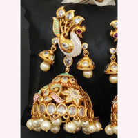 Js Fashion Royal Austrian Stone Pearl And Meenakari Jhumki Earrings for Women