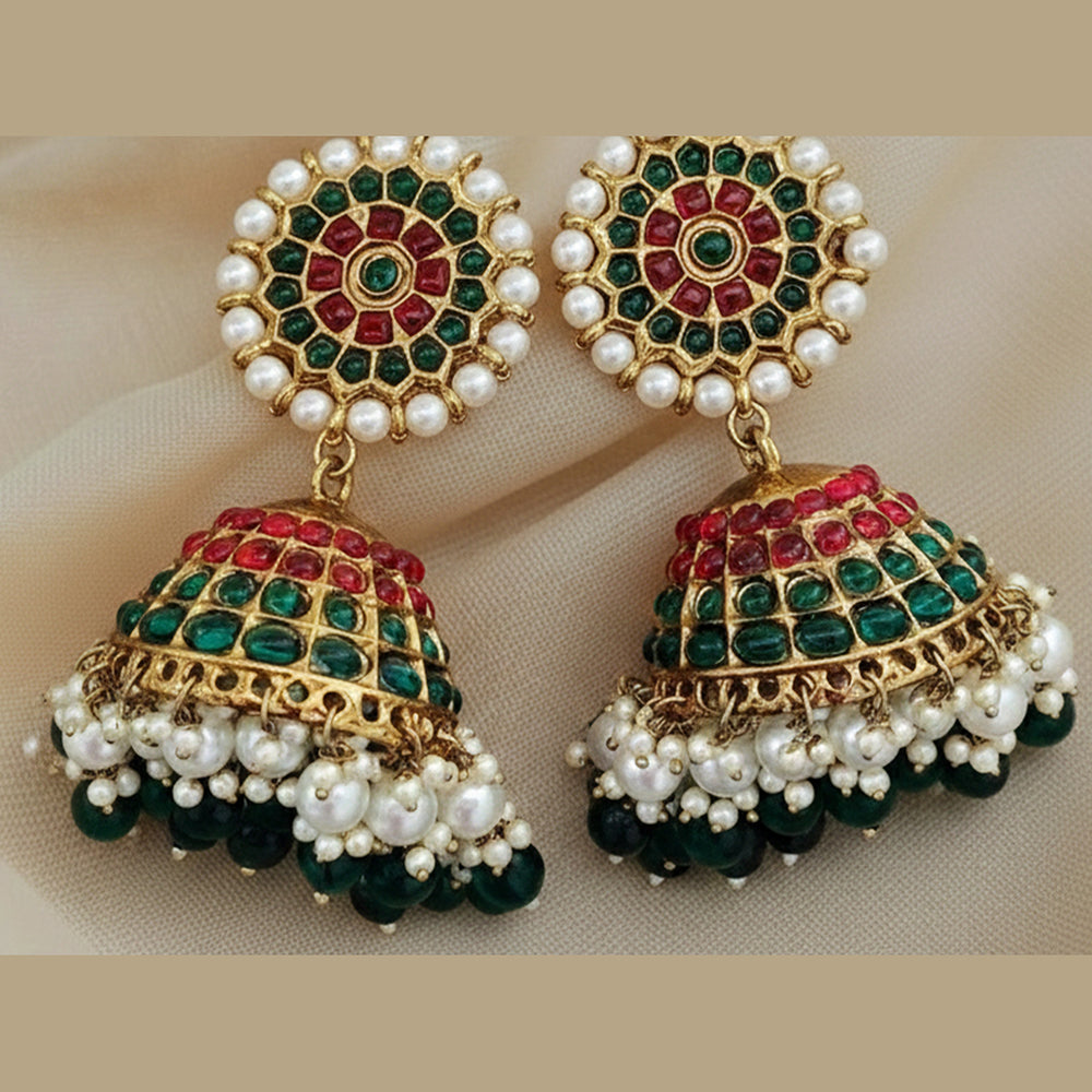 Js Fashion  Antique Jewellery Stylish Design Mehendi Polish Jhumka Earrings