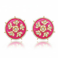 Js Fashion Classic Kundan And Meenakari Stone Studs Earrings