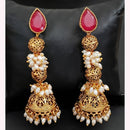Js Fashion Designer Pota Stone With Pearls Jhumki Earrings