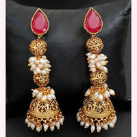 Js Fashion Designer Pota Stone With Pearls Jhumki Earrings