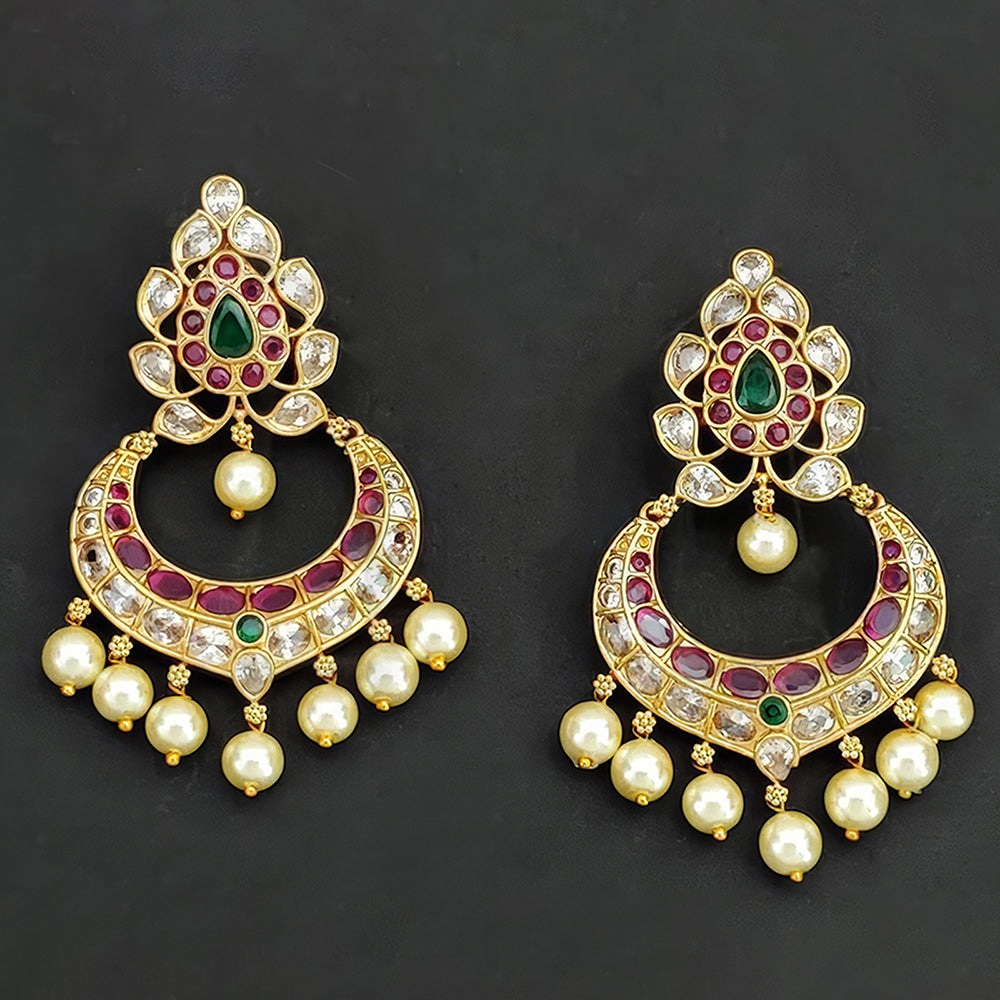 JS Fashion Royal Crystal Stone And Beads Dangler Earrings