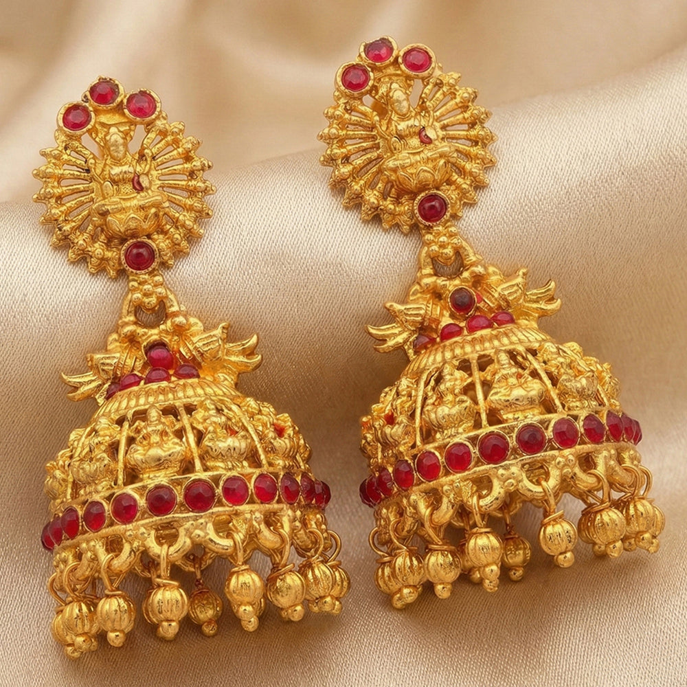 Js Fashion  Temple jewellery High Gold Polish South Style Fancy Temple Jhumka Earring