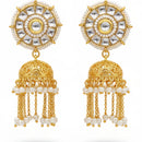 Js Fashion Royal Kundan Stone Pearl And Beads Jhumki Earrings for Women