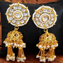 Js Fashion Royal Kundan Stone Pearl And Beads Jhumki Earrings for Women
