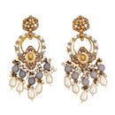 Js Fashion Designer Kundan And Pearl Meenakari Dangler Earrings