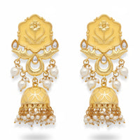 Js Fashion Royal Kundan Stone Pearl And Meenakari Jhumki Earrings for Women