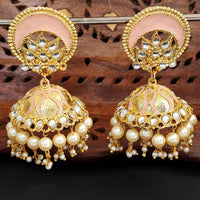 Js Fashion Royal Kundan Stone Pearl And Meenakari Jhumki Earrings for Women