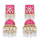Js Fashion Royal Kundan Stone Pearl And Meenakari Jhumki Earrings for Women