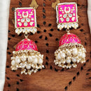 Js Fashion Royal Kundan Stone Pearl And Meenakari Jhumki Earrings for Women